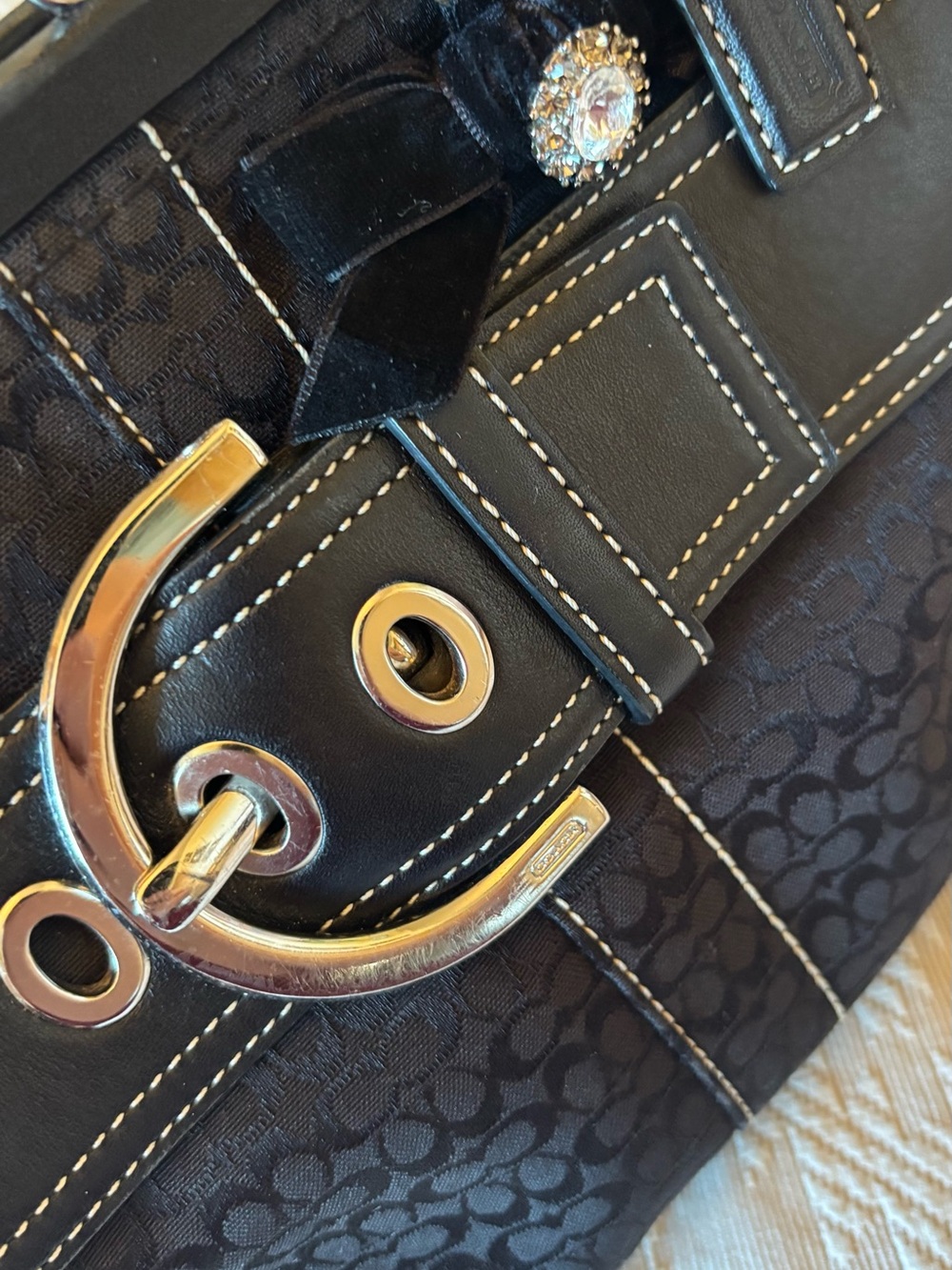 COACH Soho MINI KISSLOCK Bag ~ STYLE C05S-3649 Black Jacquard/Black Leather 2005 - Picture 3 of 17